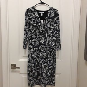 White House Black Market Shirred faux wrap dress